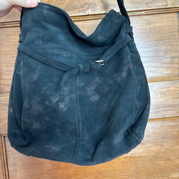 Craie Studio Suede Black Metallic Shoulder Bag - Picture 2 of 10